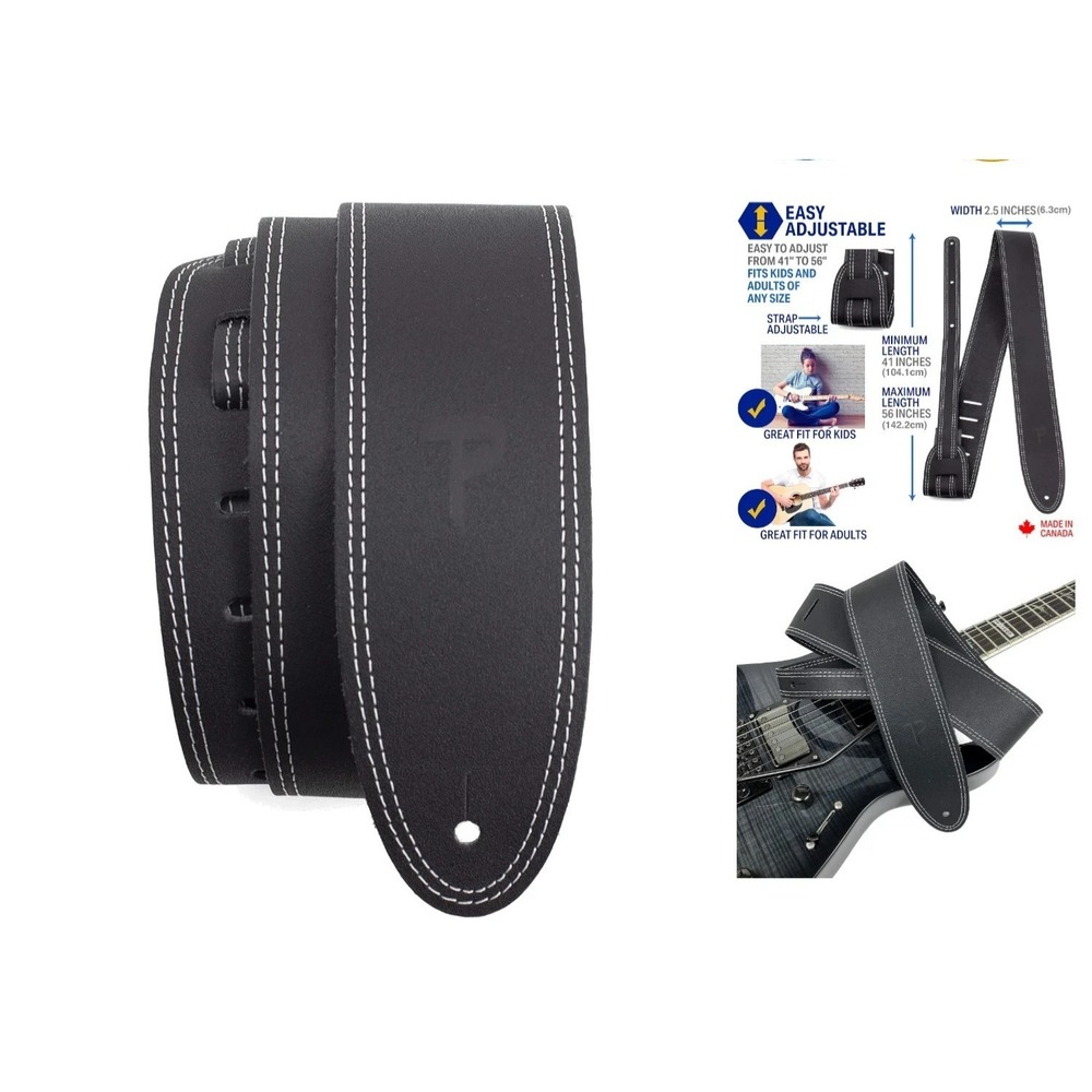 Perri's Leather Ltd. Double Stitched Leather Guitar Strap Adjustable Strap